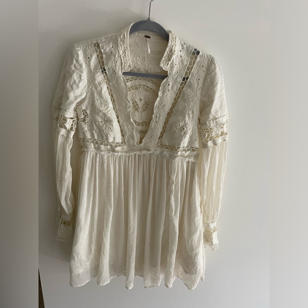 Free People Ivory Lace Top Tunic Dress